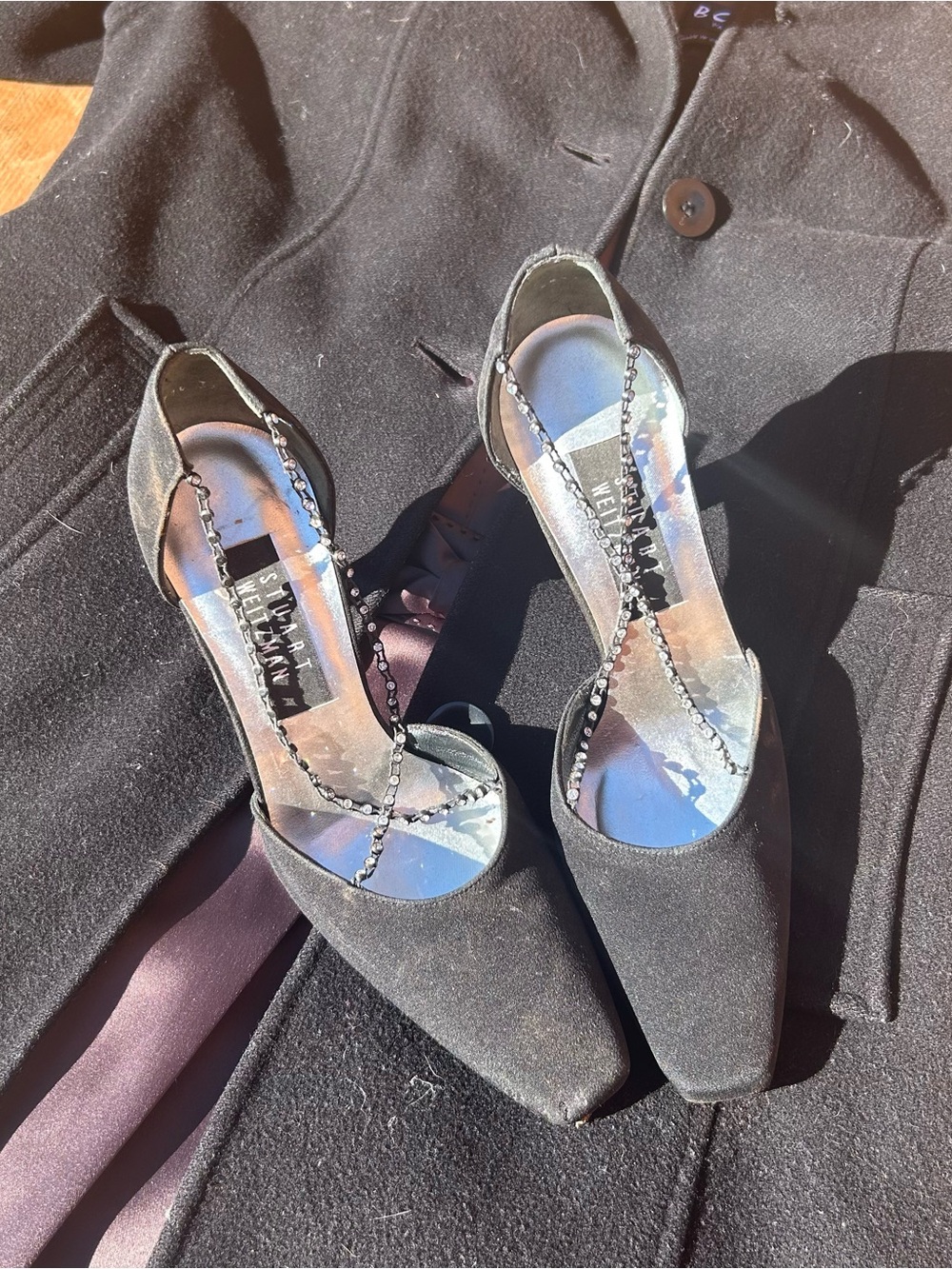 Vintage Stuart Weitzman Heels rhinestone going out 90s y2k